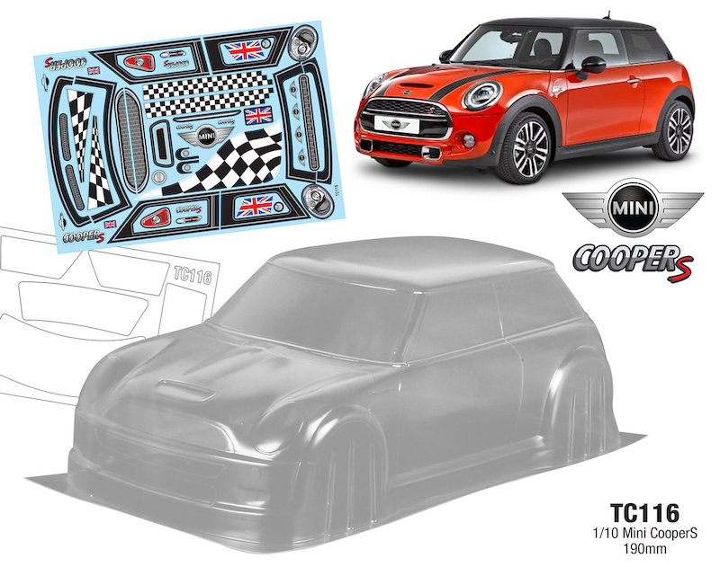 Carrosserie TC116 1/10 Mini Cooper S, 190mm