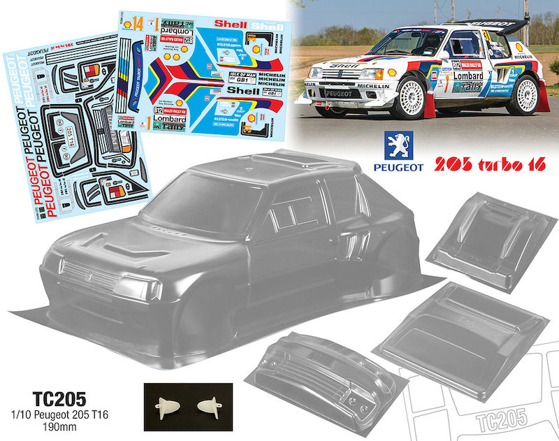 TEAM C - Carrosserie 1/10 Peugeot 205 T16, 190mm TC205 - Rc-Pbm